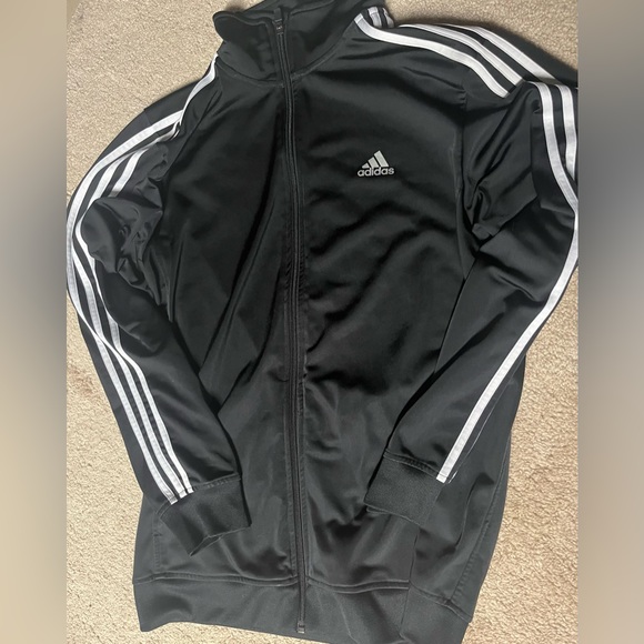 ADIDAS medium white striped zip up - Picture 1 of 2